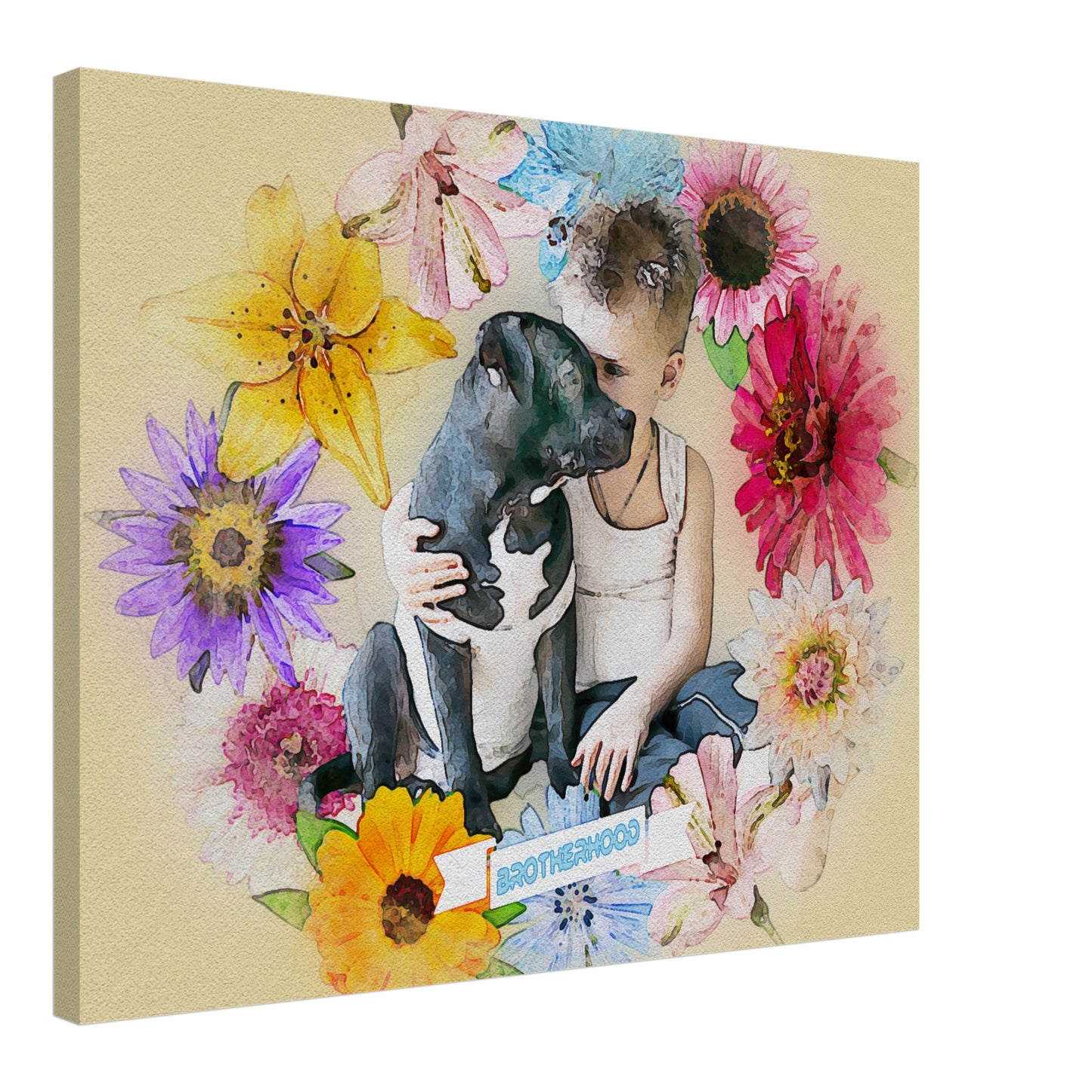 Gepersonaliseerd kunstwerk op basis van uw foto op canvas - Uniek geschenk - Aangepaste afdruk - Aquarelstijl