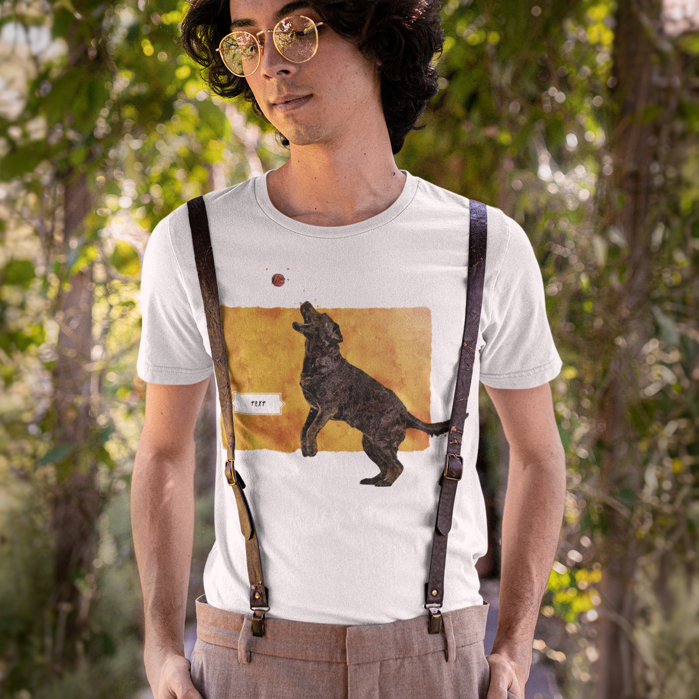 Illustratief T-shirt met huisdier in schetsstijl - Artistiek portret-T-shirt voor dierenliefhebbers