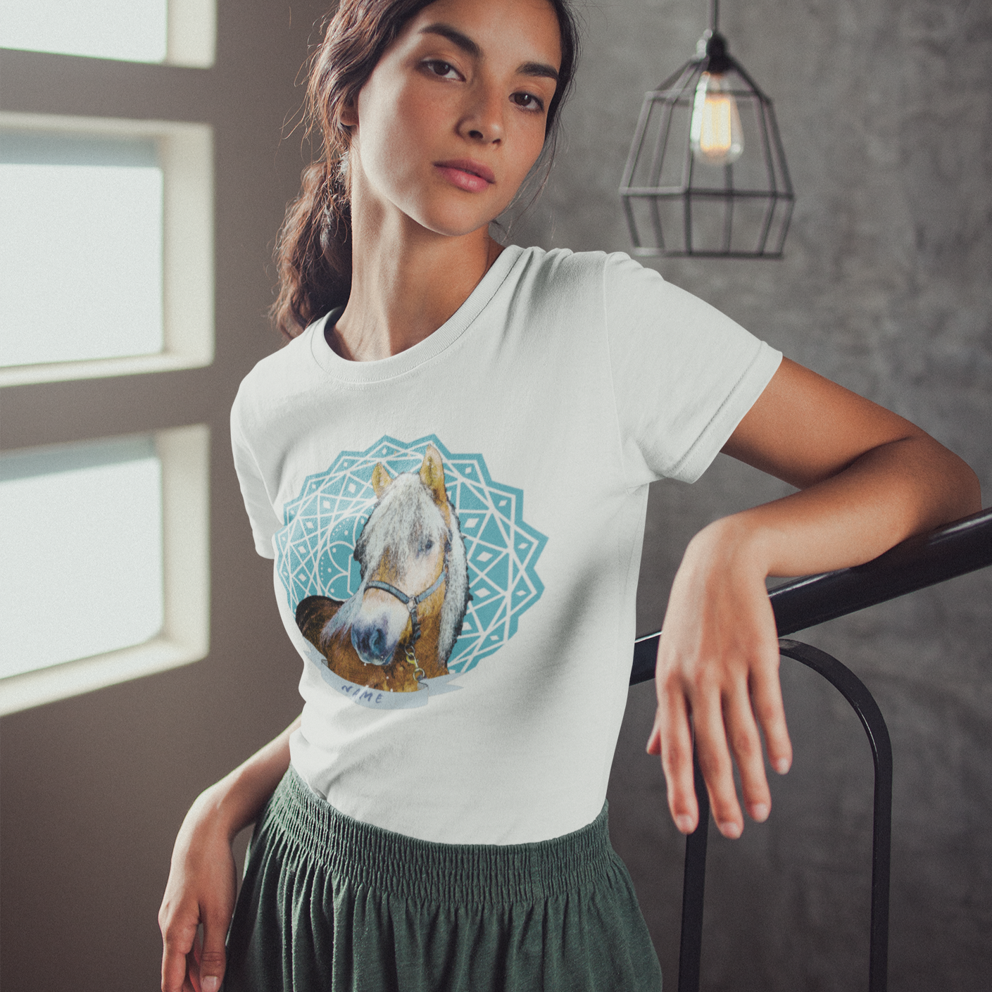 Illustratief T-shirt met huisdier in schetsstijl - Artistiek portret-T-shirt voor dierenliefhebbers