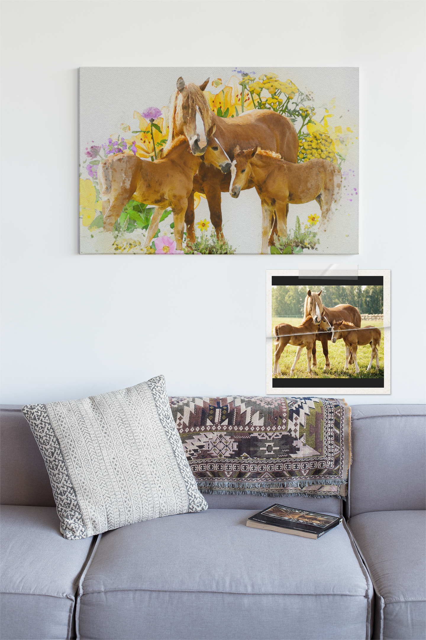 Gepersonaliseerd kunstwerk op basis van uw foto op canvas - Uniek geschenk - Aangepaste afdruk - Aquarelstijl