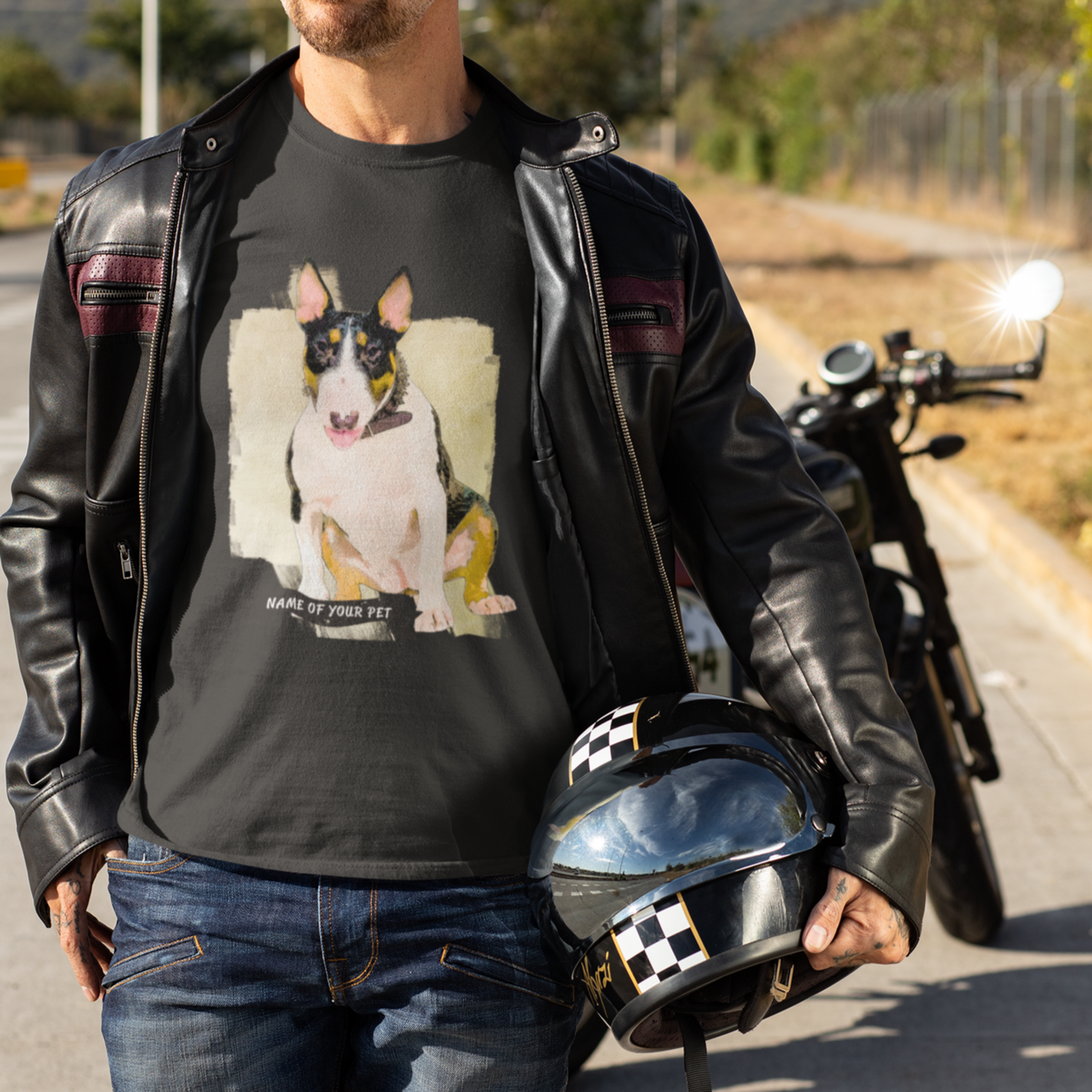 Illustratief T-shirt met huisdier in schetsstijl - Artistiek portret-T-shirt voor dierenliefhebbers