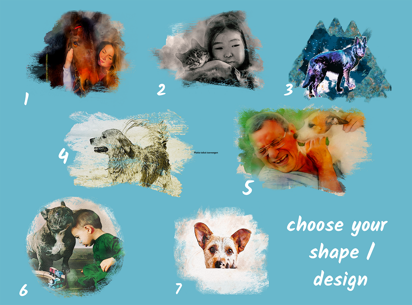 T-shirt met dierenportret op maat - Artistiek geschilderd design