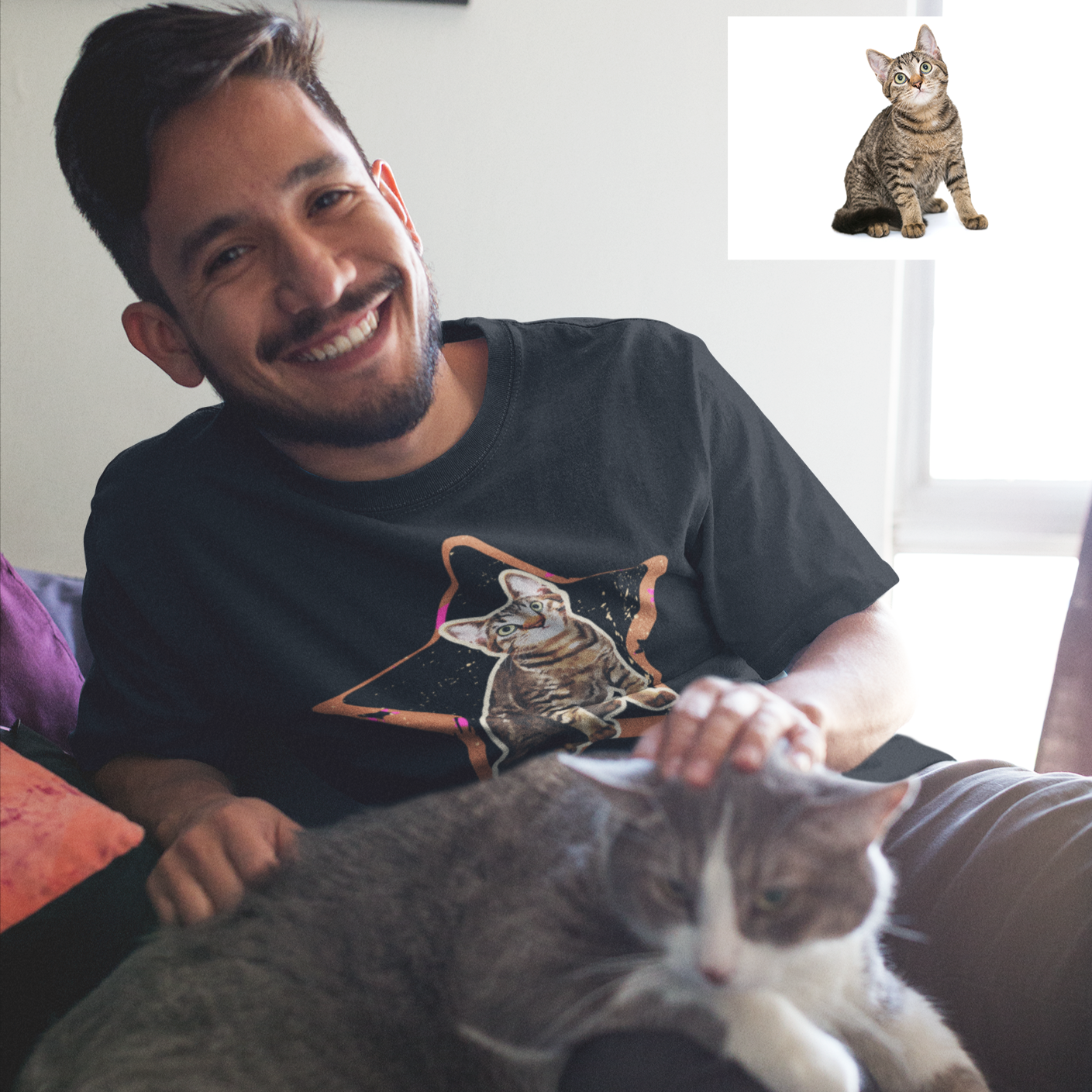 Retro-Stijl T-Shirt met Huisdier - Vintage Huisdier Illustratie Shirt voor Dierenliefhebbers
