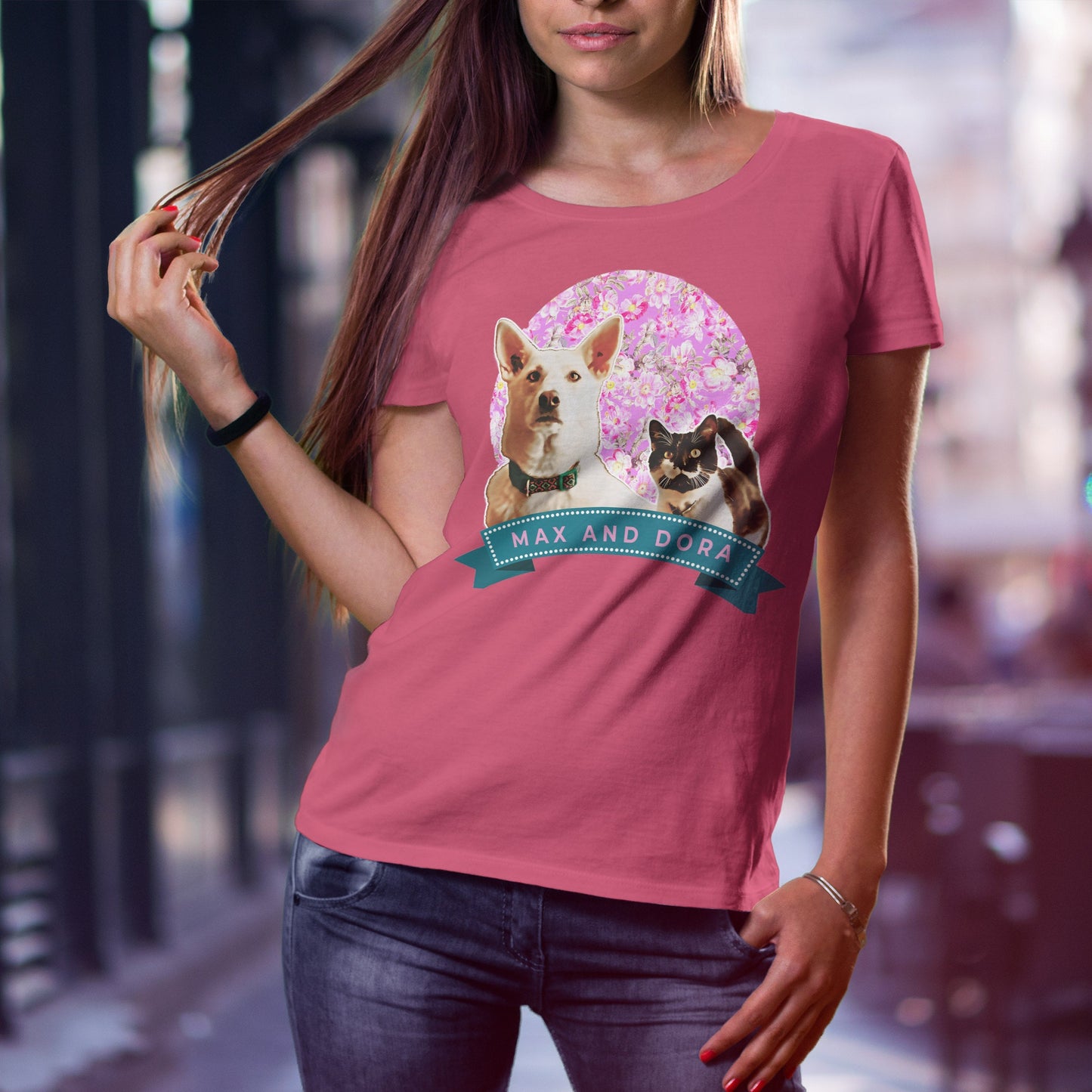 Retro-Stijl T-Shirt met Huisdier - Vintage Huisdier Illustratie Shirt voor Dierenliefhebbers