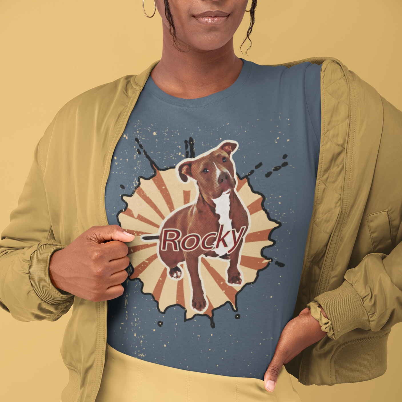 Retro-Stijl T-Shirt met Huisdier - Vintage Huisdier Illustratie Shirt voor Dierenliefhebbers