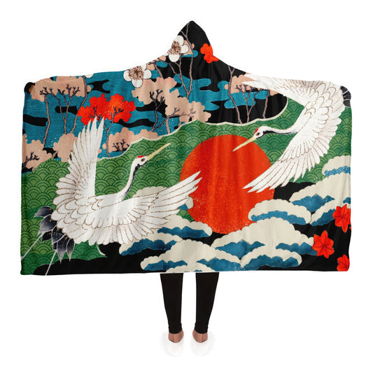 Hooded Blanket  with vintage japanese  illustration