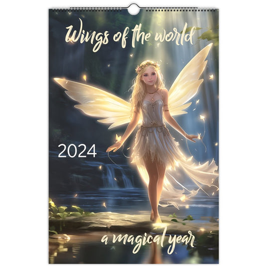 U.S.A printed 2024 Fairy Calendar - Global Fairies Artistic Illustrations - Unique Wall Calendar for Fairy Lovers