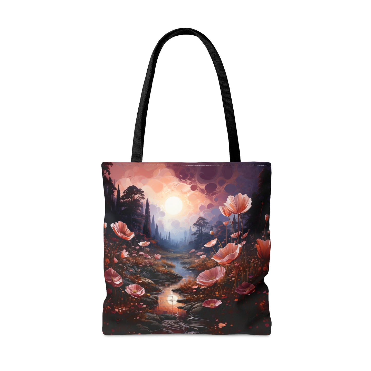 Blushing Fairy Enchantment Tote Bag: Pink Whimsical Design with Black Handles