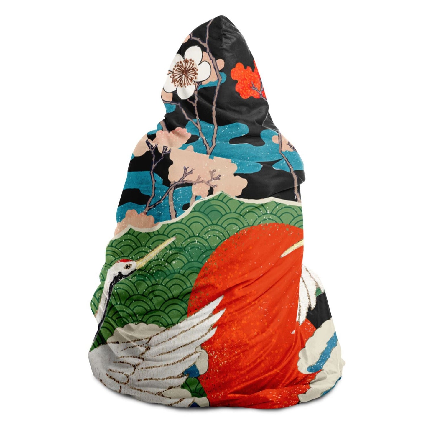 Hooded Blanket  with vintage japanese  illustration