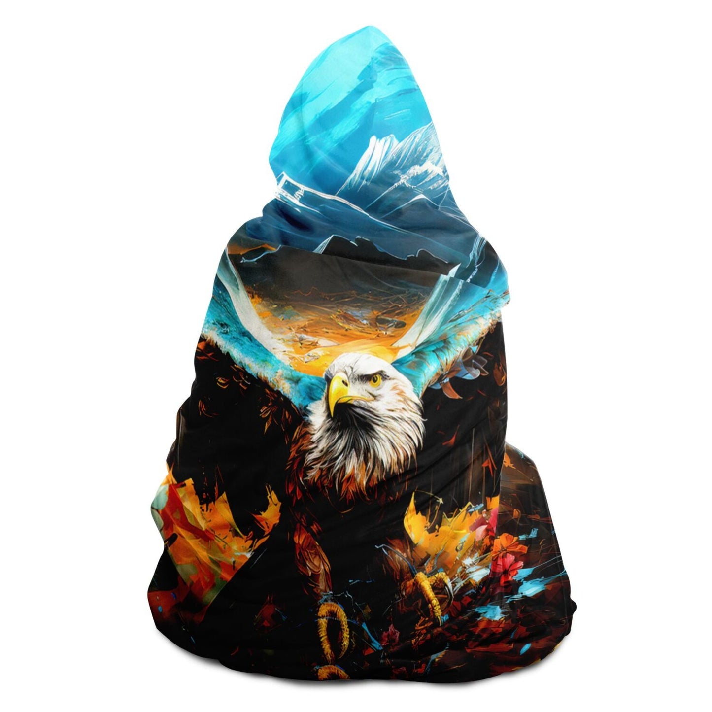 Hooded Blanket -Vibrant Floral & Fierce Seahawk