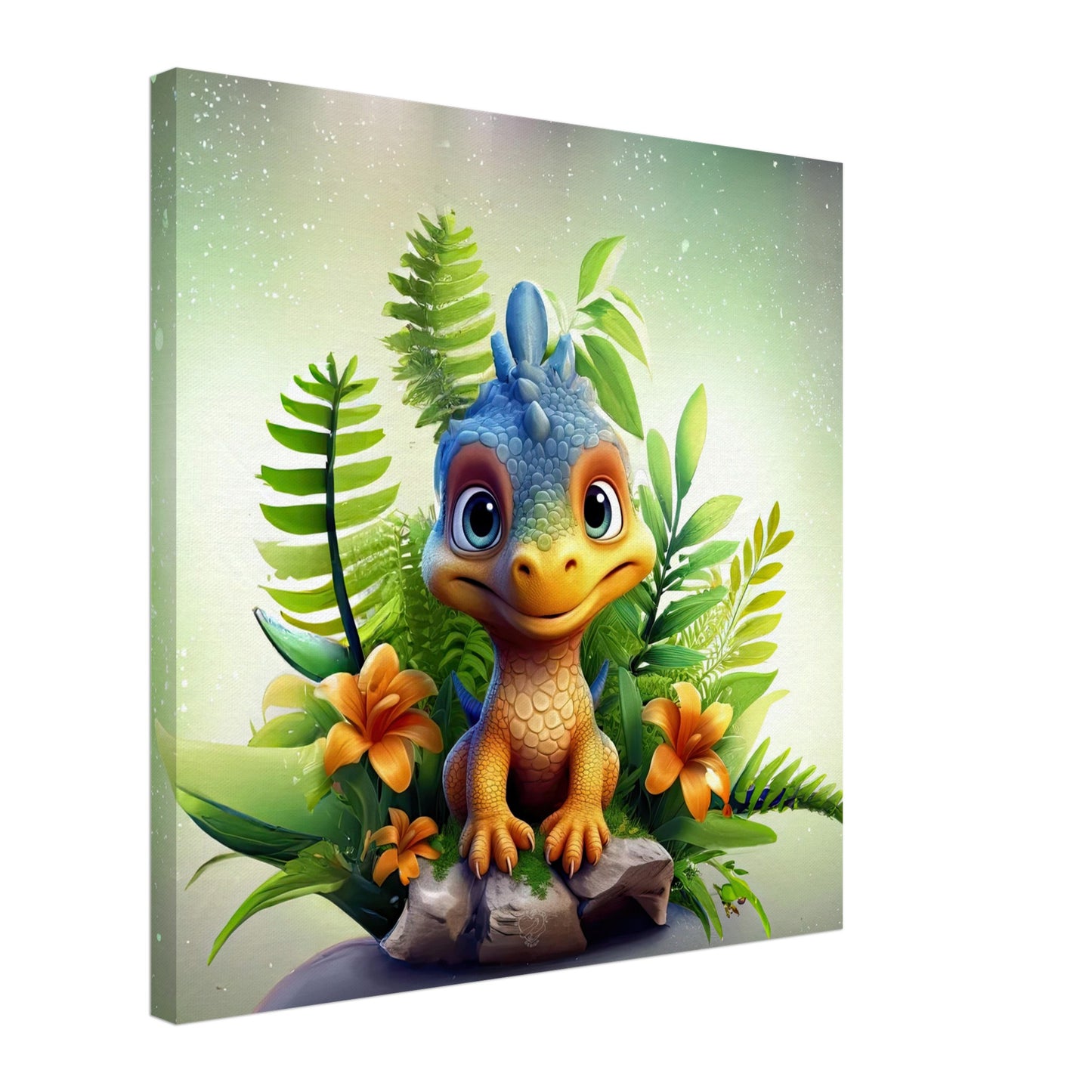 Adorable Baby Dinosaur Canvas Art for Kids' Bedroom Decor