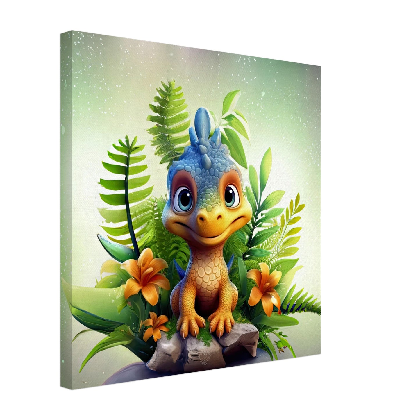 Adorable Baby Dinosaur Canvas Art for Kids' Bedroom Decor