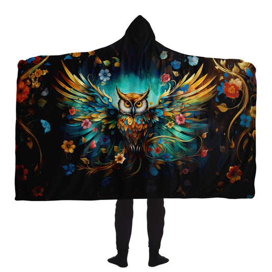Colorful Fantasy Owl Hooded Blanket