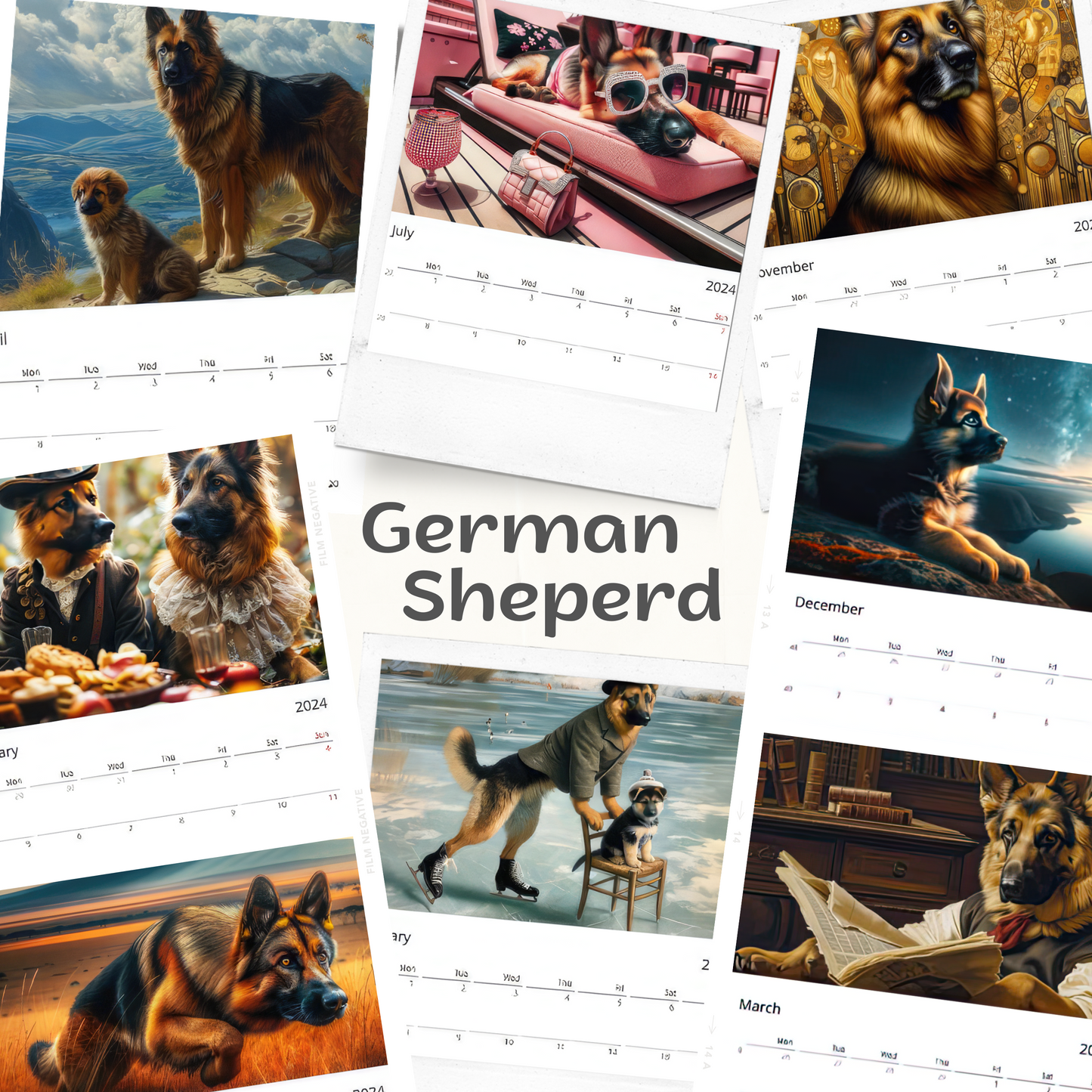 2025 German Sheperd Art Calendar - 12 Unique Artistic Styles -  Ledger vertical (11" x 16.5")