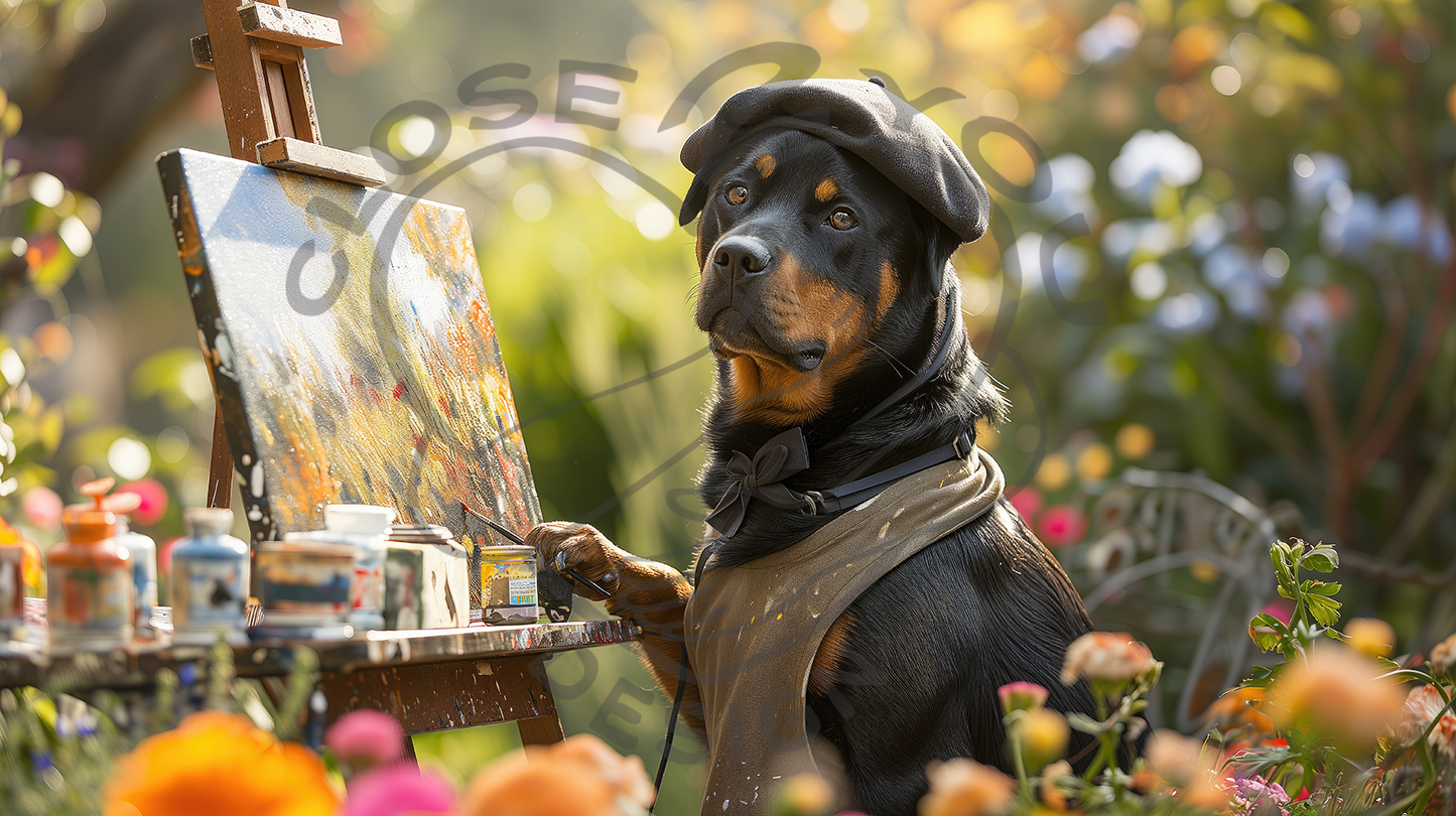 2025 Rottweiler Art Calendar - 12 Unique Artistic Styles-  Ledger vertical (11" x 16.5")