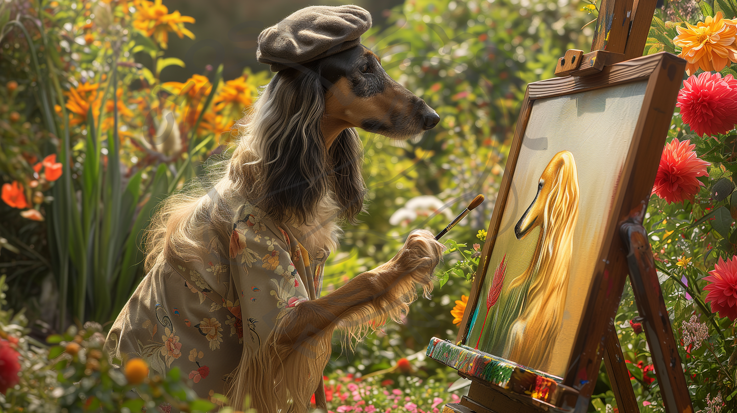 2025 Afghan Hound Art Calendar - 12 Unique Artistic Styles-Ledger vertical (11" x 16.5")