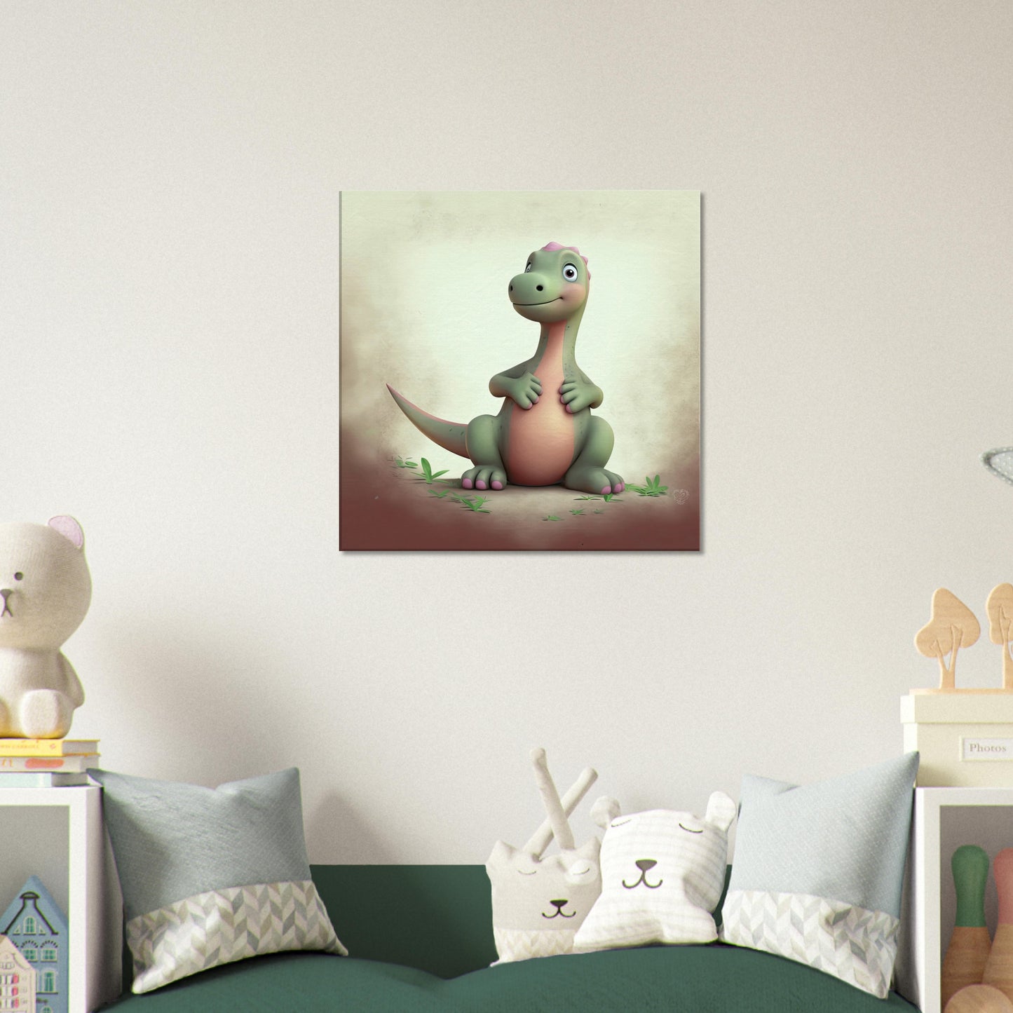 Charming Baby Dinosaur Art for Kids' Bedroom Decor