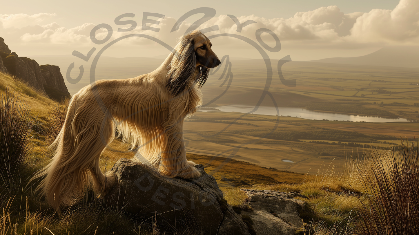 Afghan Hound Landscape Mug - Majestic Highland Scenery Inspired Coffee Cup, 11oz Ceramic