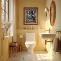 Great Dane Bathroom Poster – Military-Style Wall Art with Soap Command