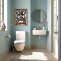 Great Dane Bathroom Poster – Military-Style Wall Art with Soap Command