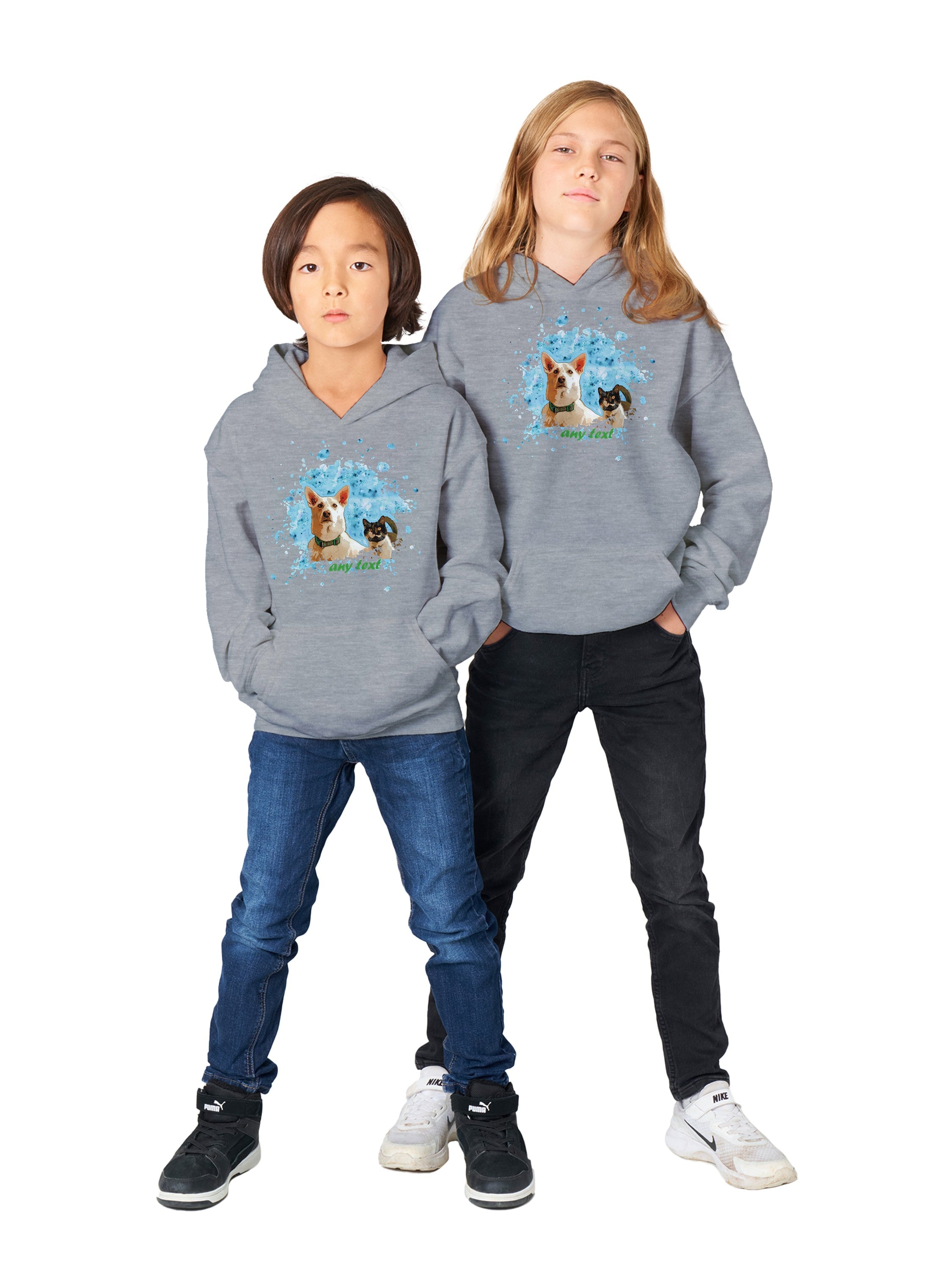 Custom Pet Portrait on a Hoodie for Kids -Cartoon - Unique Personalised Gift