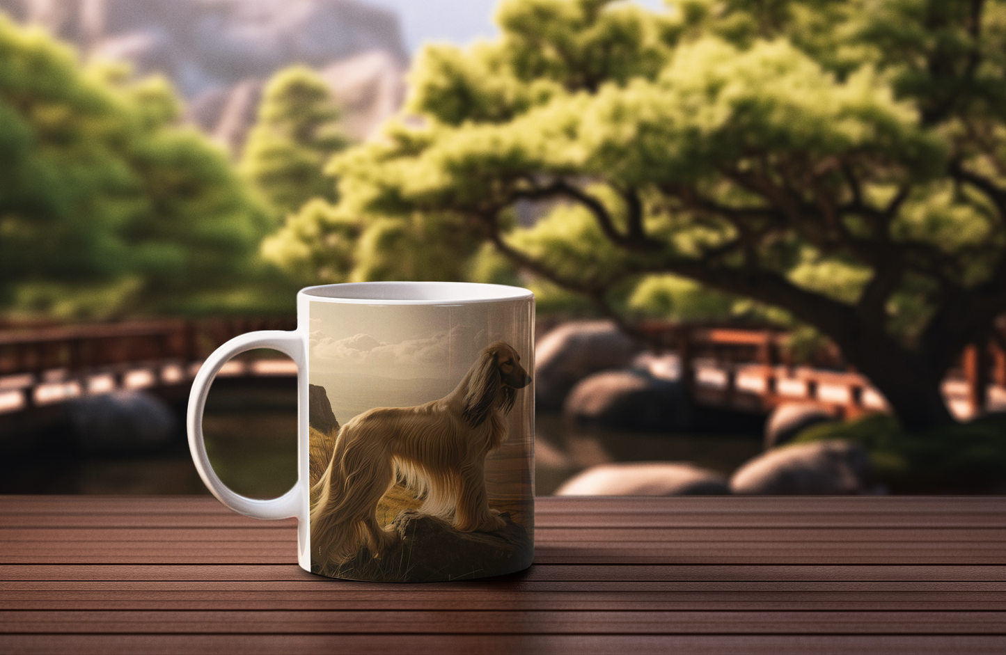 Afghan Hound Landscape Mug - Majestic Highland Scenery Inspired Coffee Cup, 11oz Ceramic