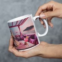 Afghan Hound Coffee Mug - Luxury Beach Sunset Inspired, 11oz Ceramic