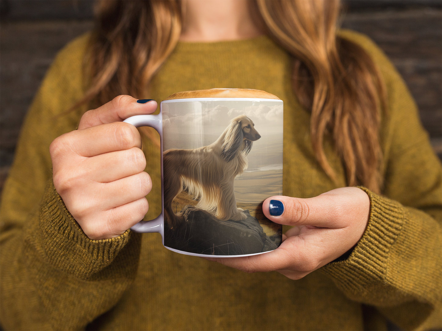 Afghan Hound Landscape Mug - Majestic Highland Scenery Inspired Coffee Cup, 11oz Ceramic