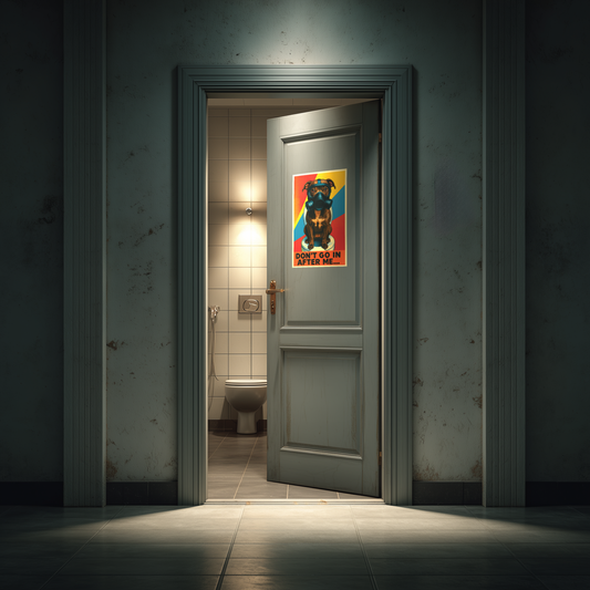 Don’t Go In After Me – Funny Dog Poster for WC Doors