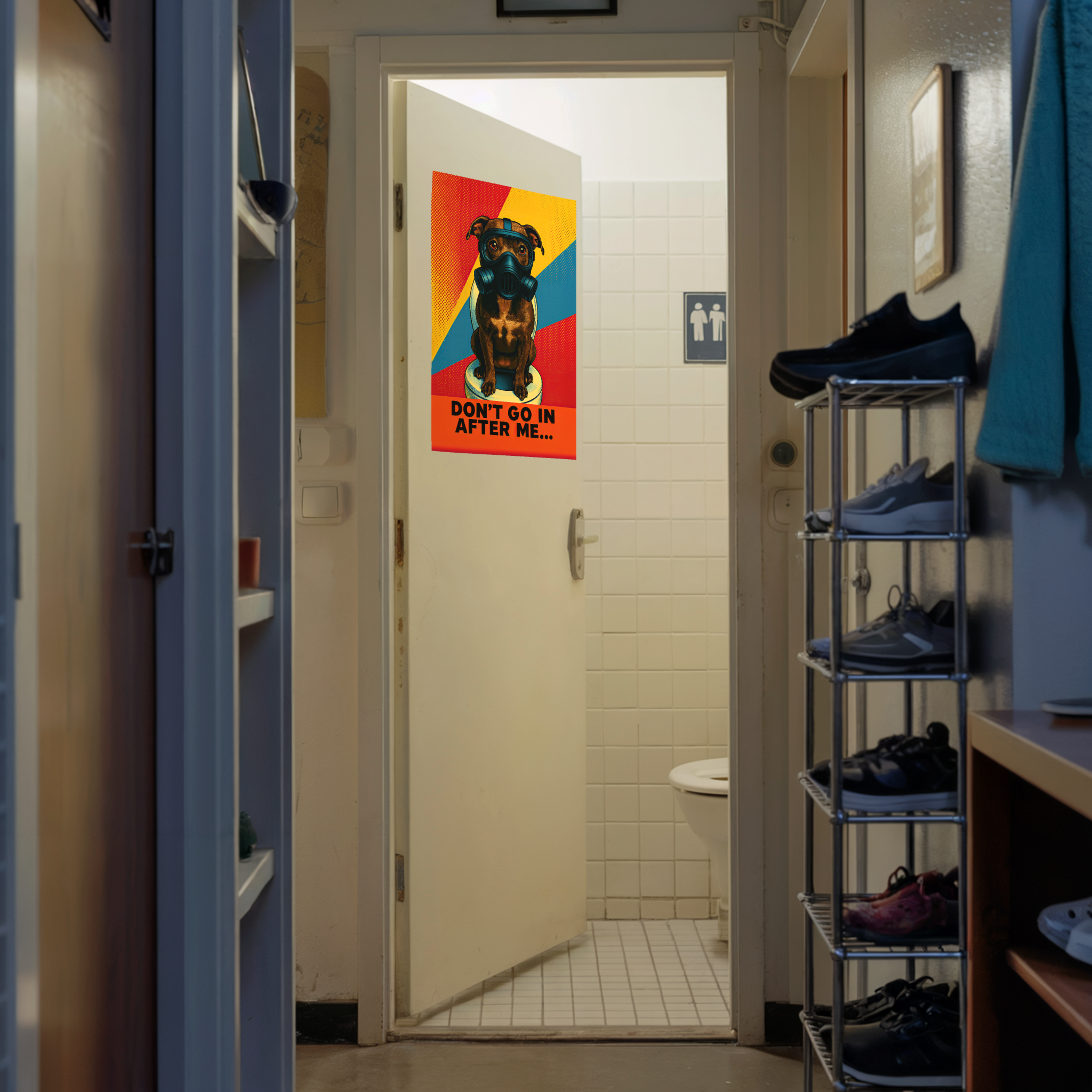 Don’t Go In After Me – Funny Dog Poster for WC Doors