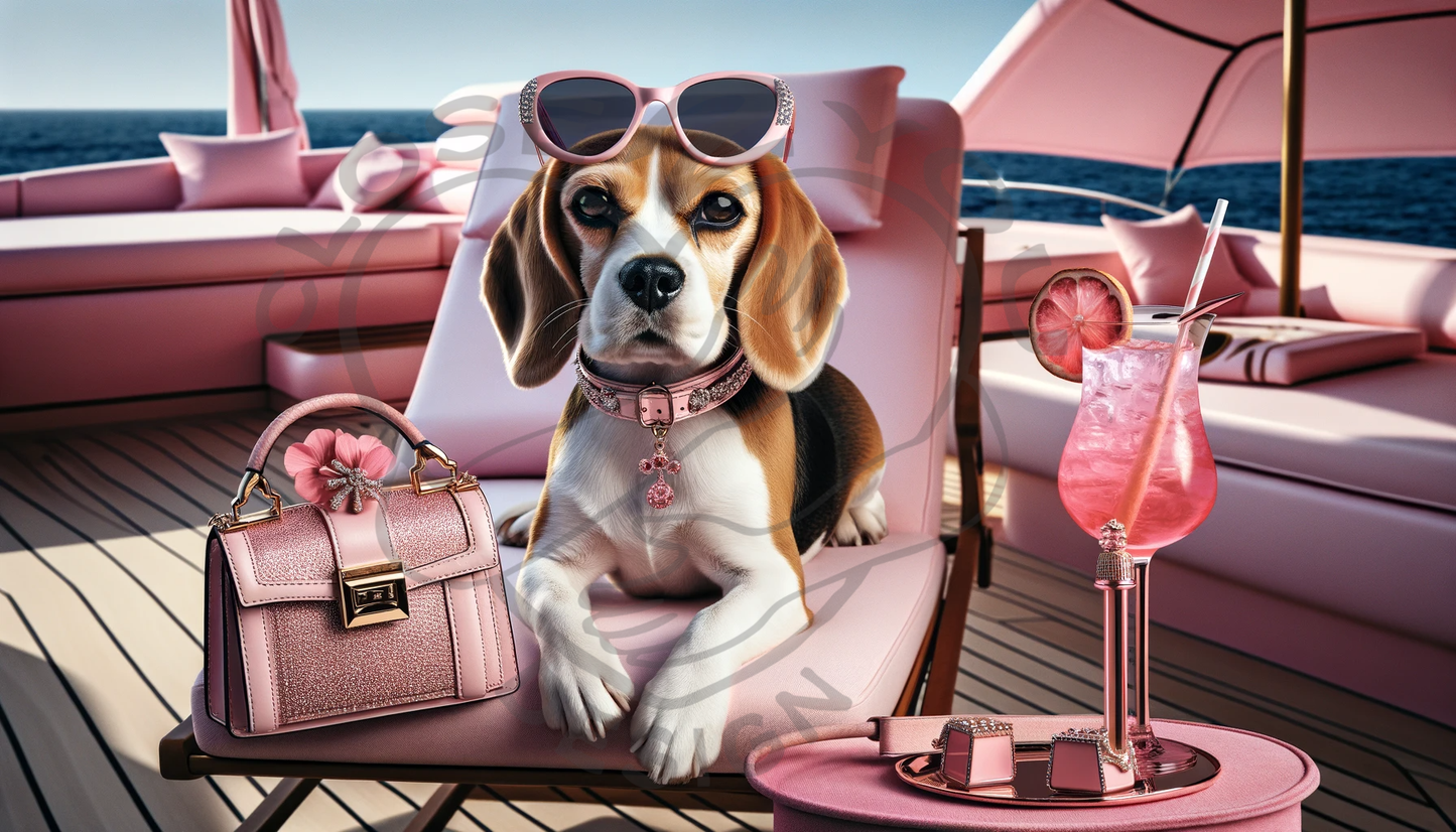 Glamorous Beagle Mug - 11oz | Chic Beagle with Sunglasses & Pink Accessories | Perfect Gift for Dog Lovers"