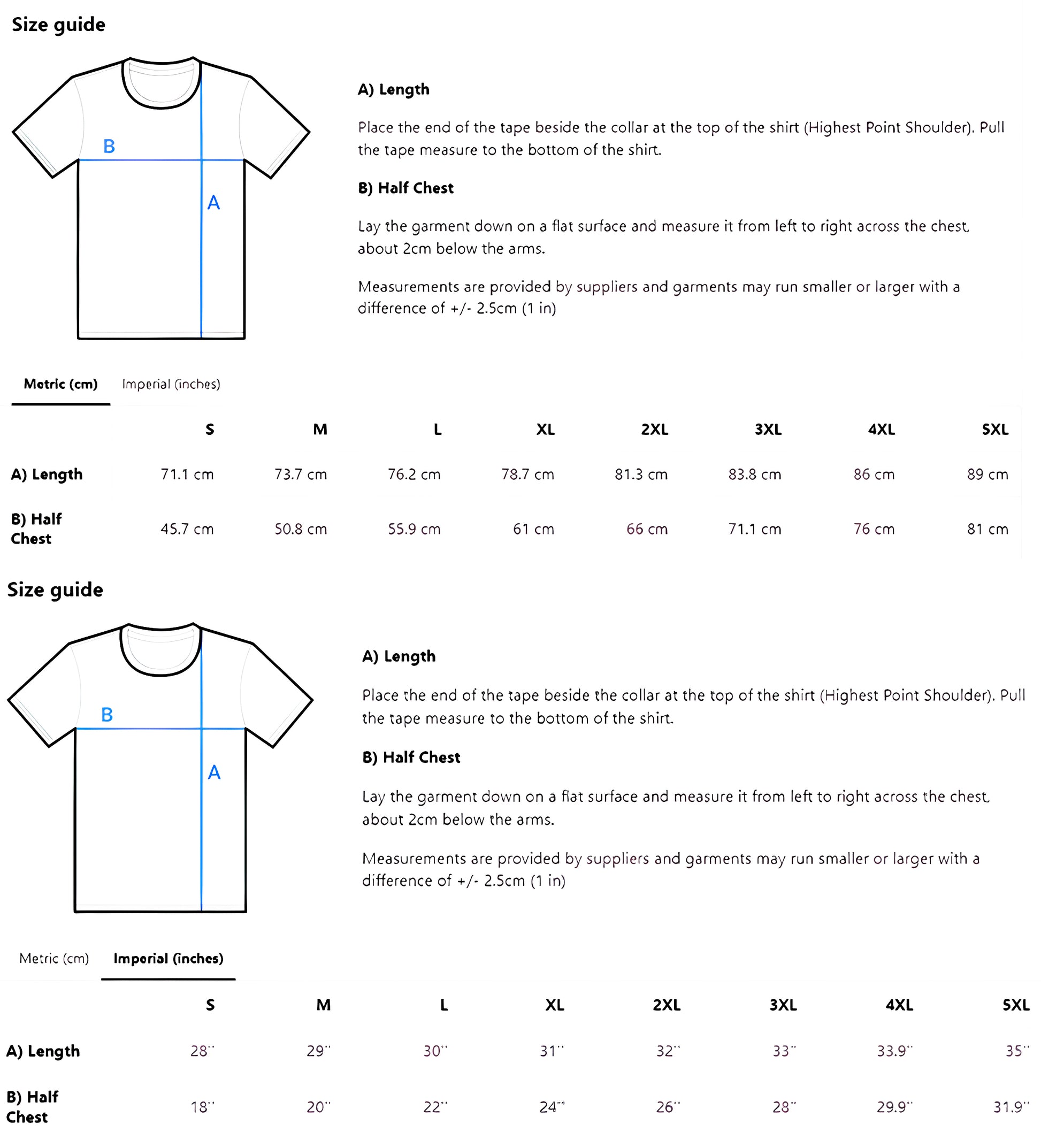 a diagram of a t - shirt size guide