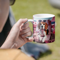 Glamorous Beagle Mug - 11oz | Chic Beagle with Sunglasses & Pink Accessories | Perfect Gift for Dog Lovers"