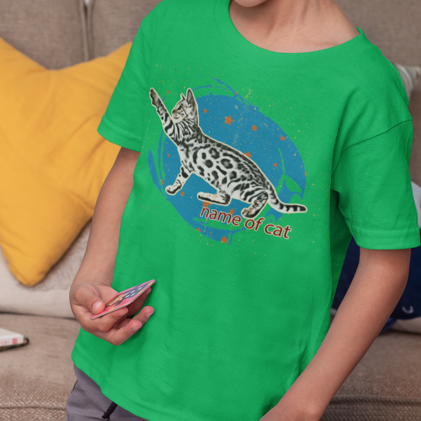 Custom Pet Portrait on a T-shirt for Kids - Retro Style - Unique Personalised Gift