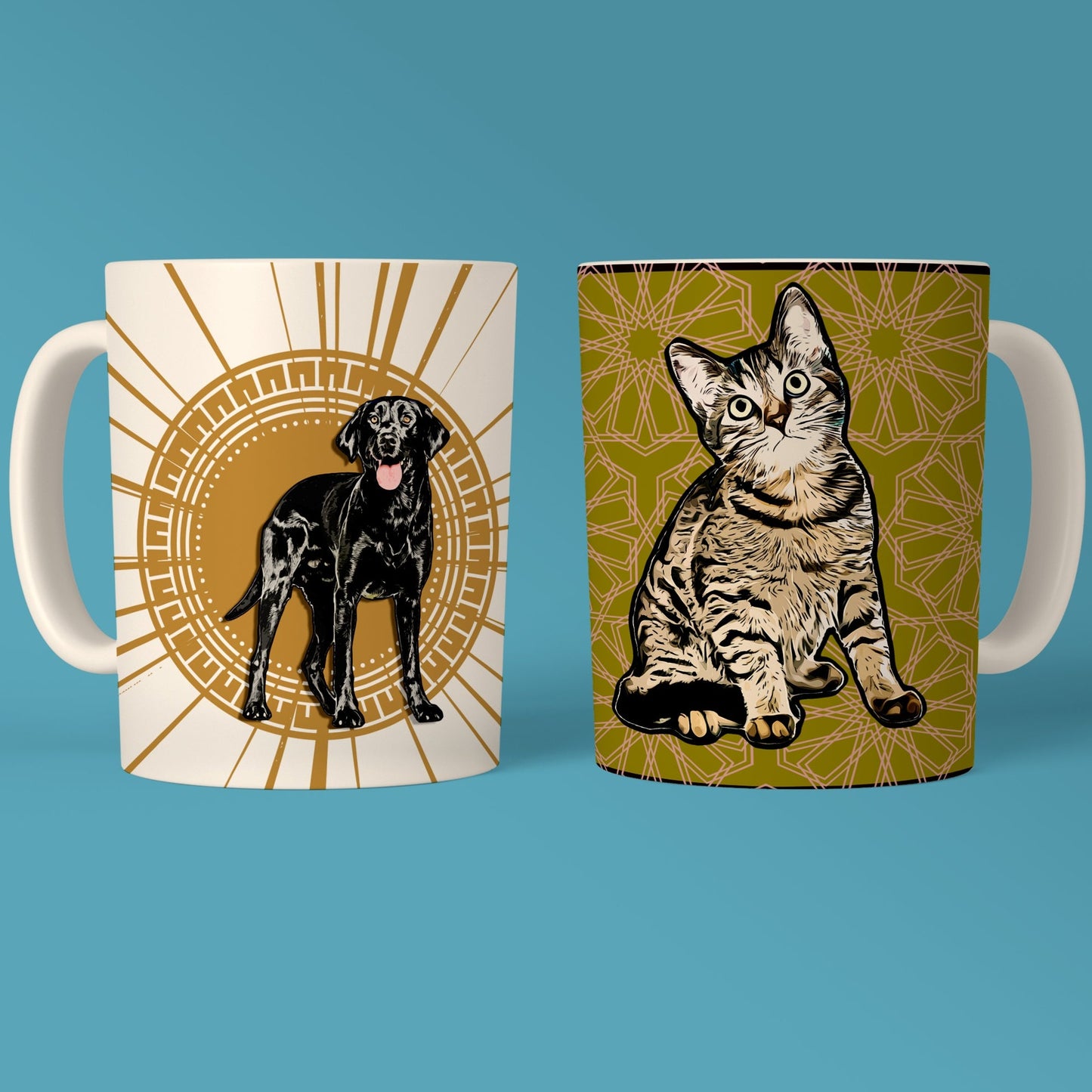 Custom Pet Portrait Mugs - Artful & Personalized Gifts for Any Occasion- 11oz Ceramic Mug