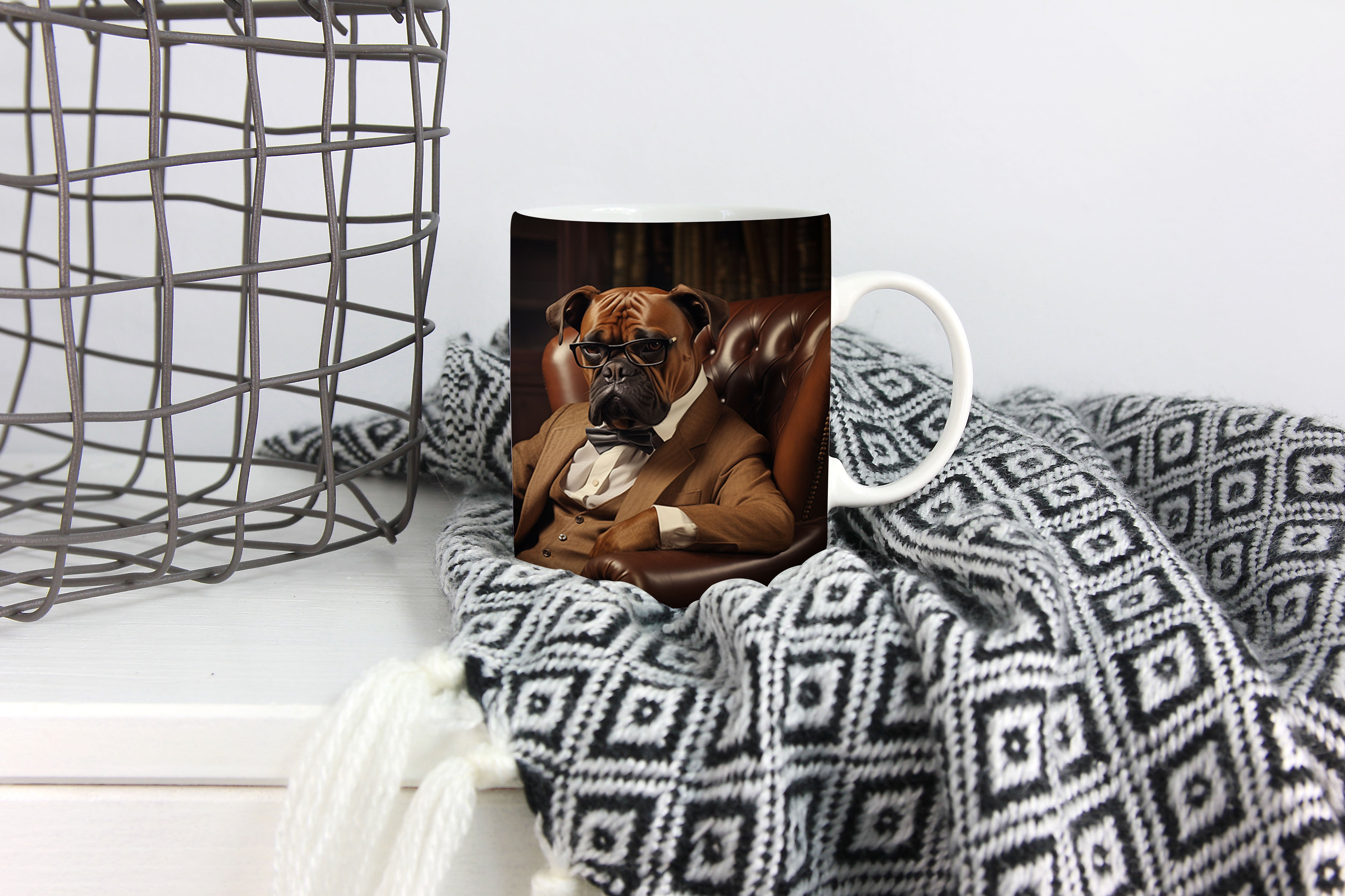 Sophisticated Boxer in a 11oz Suit Mug - Perfect for Dog Lovers