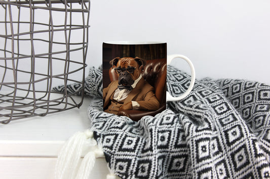 Sophisticated Boxer in a 11oz Suit Mug - Perfect for Dog Lovers