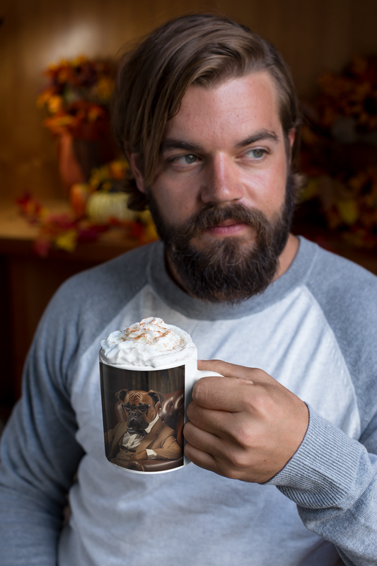 Sophisticated Boxer in a 11oz Suit Mug - Perfect for Dog Lovers