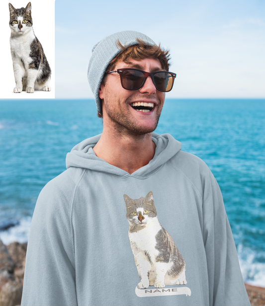 Custom Pet Portrait Hoodie - Personalized pet Photo on Sweatshirt with Pouch Pocket