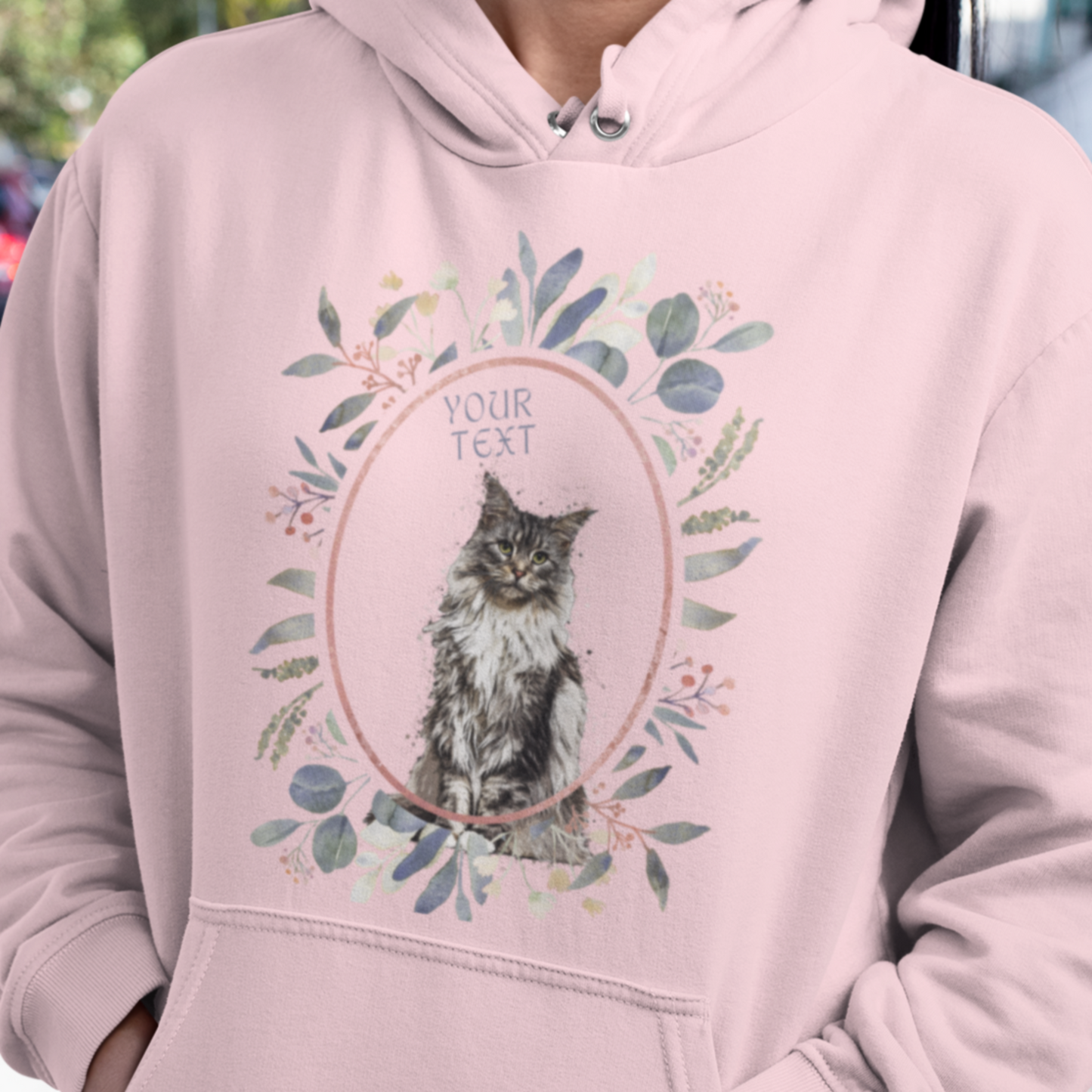 Custom Pet Portrait Hoodie - Personalized pet Photo on Sweatshirt with Pouch Pocket