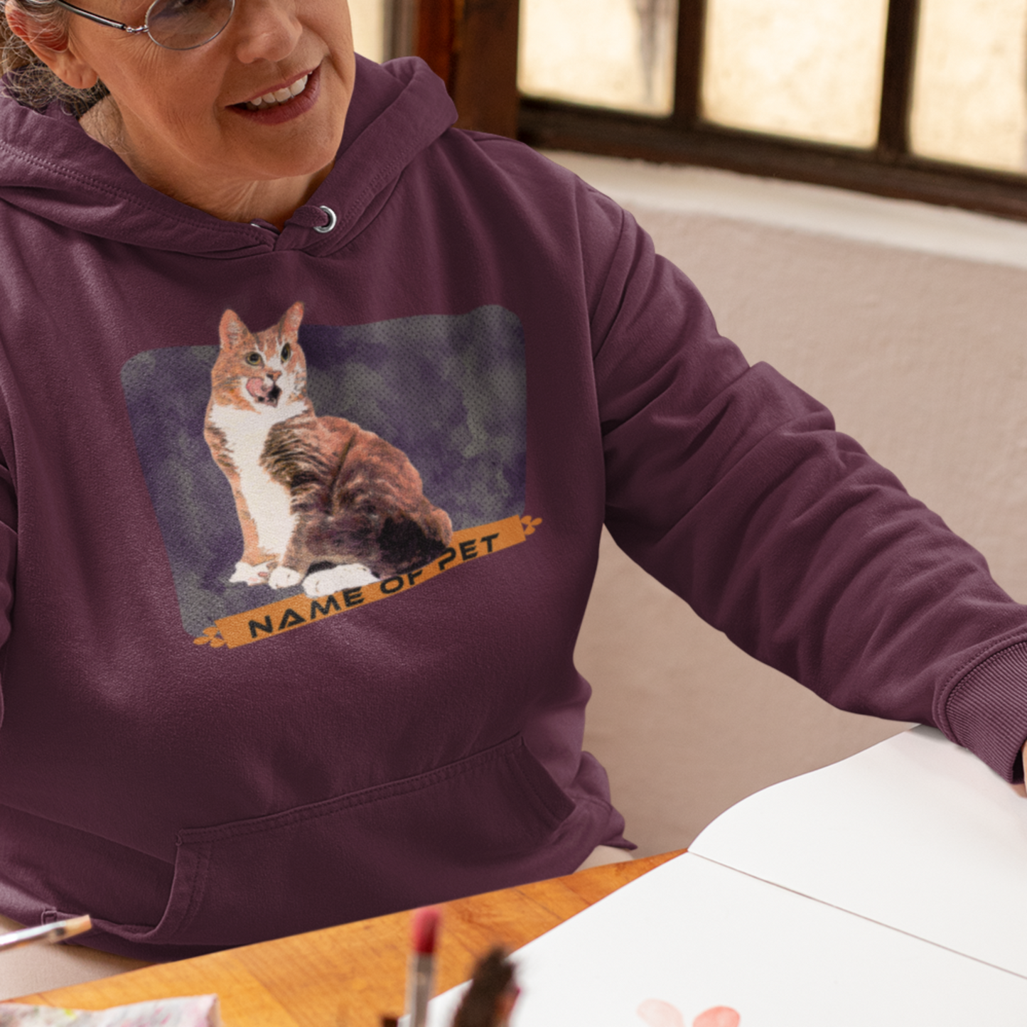 Sketch-Style Pet Portrait Hoodie - Hand-Drawn Look Personalized Sweatshirt