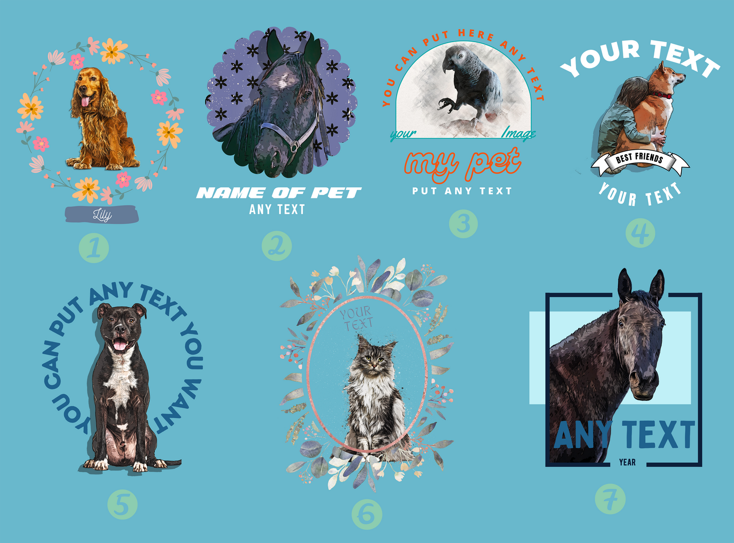 Personalized Pet Portrait T-Shirt - Custom Animal Art Tee for Pet Lovers