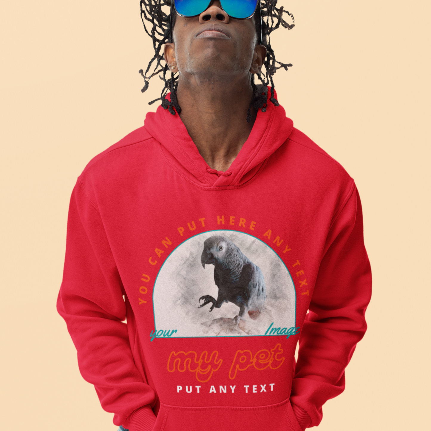 Custom Pet Portrait Hoodie - Personalized pet Photo on Sweatshirt with Pouch Pocket