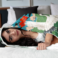 Hooded Blanket  with vintage japanese  illustration