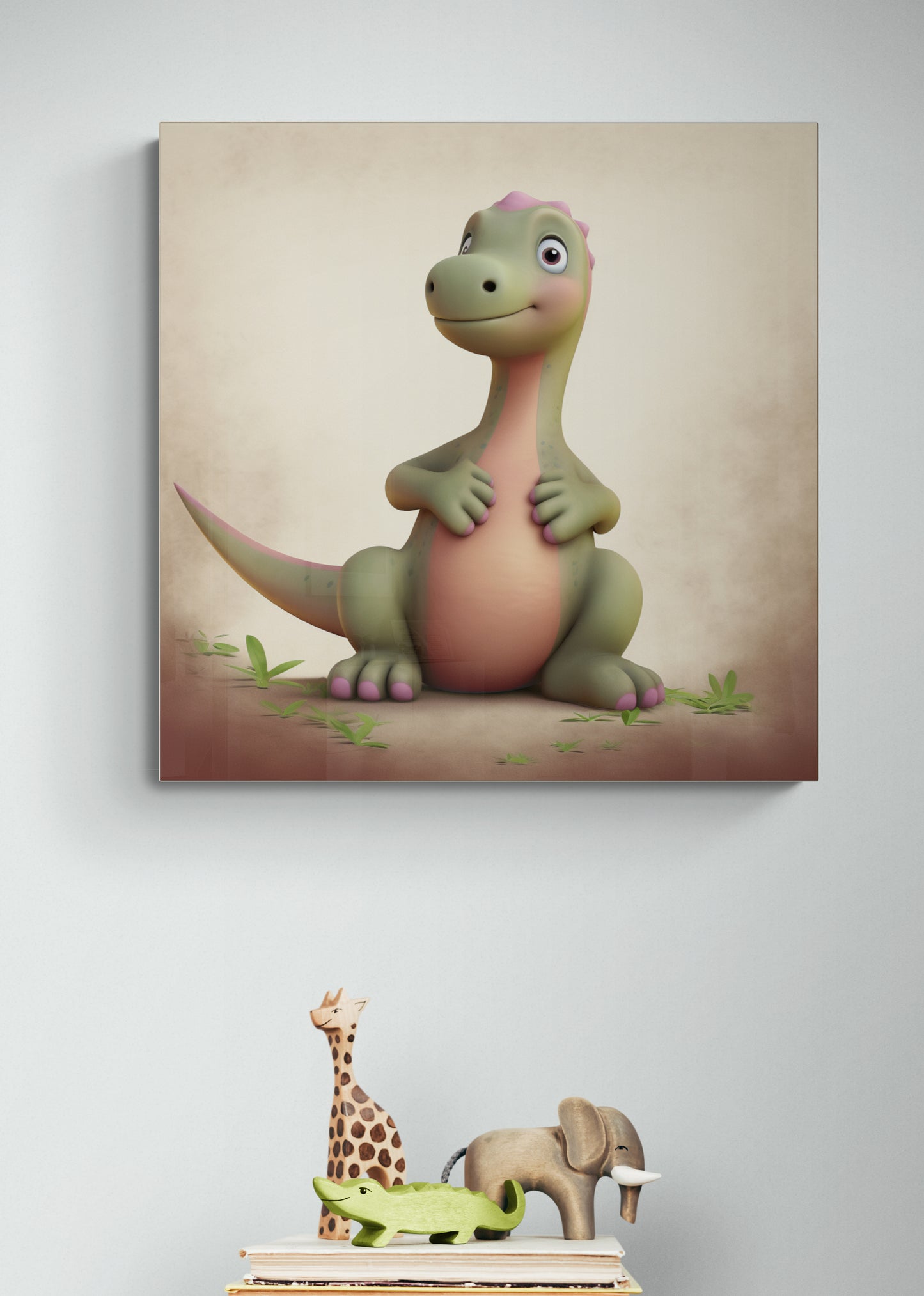 Charming Baby Dinosaur Art for Kids' Bedroom Decor