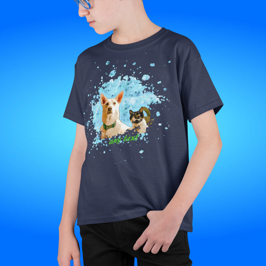 Kids Tshirt - Custom Cartoon Pet Portrait  on a  t-shirt - pet portrait custom - Unique Personalised Gif