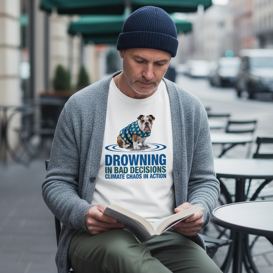 Bulldog Statement Tee | Drowning in Bad Decisions | Climate Chaos Graphic Shirt