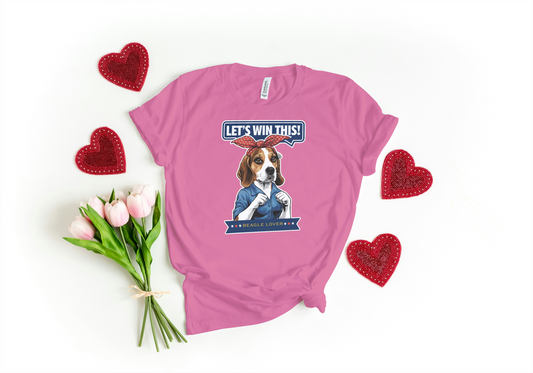 a pink shirt with a picture of a dog on it