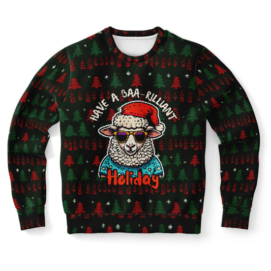 Hilarious Ugly Christmas Sweater - Funny Sheep Knit-Look Holiday Jumpershion Sweatshirt