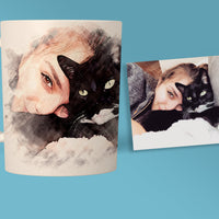 Scraped Art Style Pet Portrait Mugs - Unique, Eco-Friendly Drinkware - 11oz Ceramic Mug
